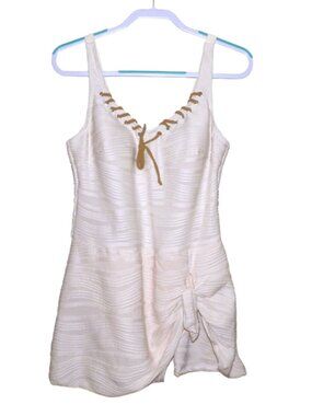 Rotita light beige one piece swim bathing suit padded shelf bra Women's L New